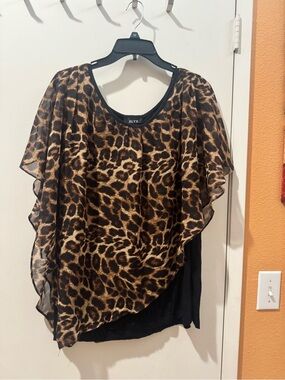 ALYX Leopard Print Sheer Overlay Women’s Top - Brown/Black